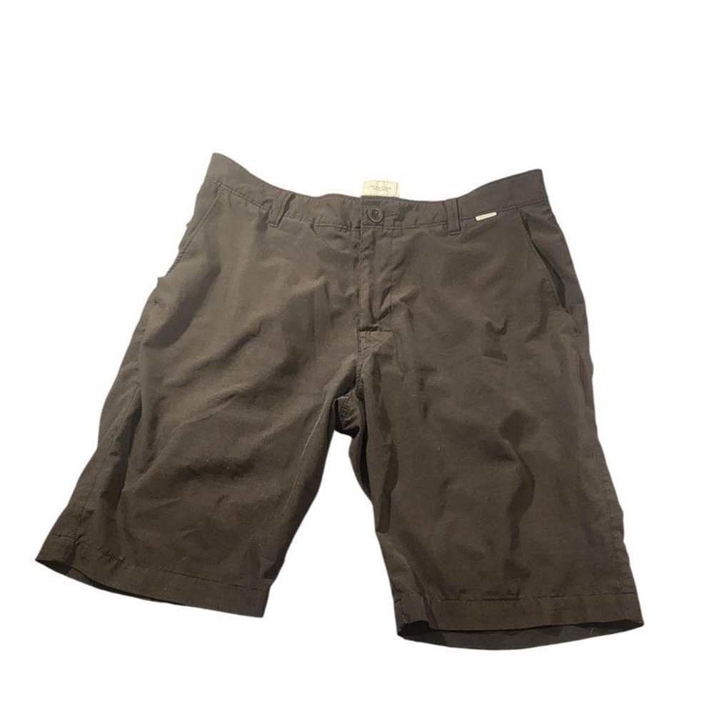 7 Diamonds Performance Shorts Mens 31 Brown Striped Chino Zip Pocket Casual